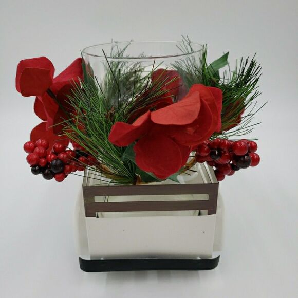 White Metal Christmas Truck Farmhouse Rustic Hurricane Candle Holder Table Decor - Picture 11 of 16